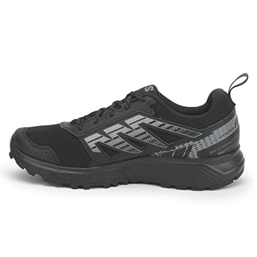 Salomon Męskie buty do biegania w terenie, gotowe do aktywności na świeżym powietrzu, komfort dzięki amortyzacji, bezpieczne trzymanie stopy, Black Pewter Frost Gray, 42 EU