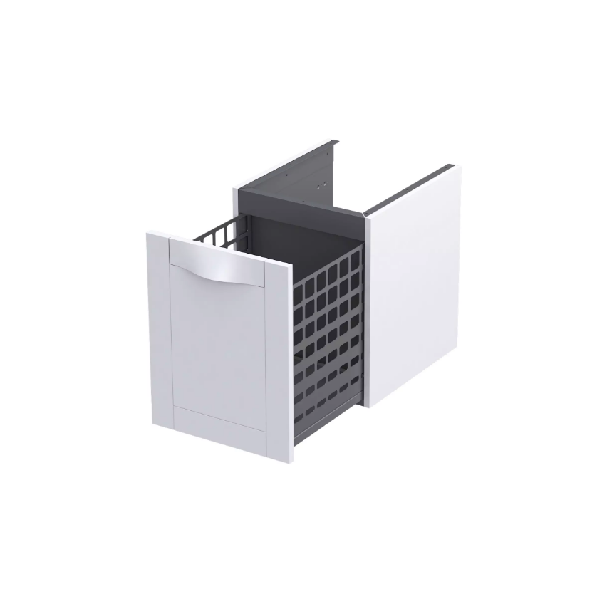 Oristo Szafka wisząca boczna niska SKAGEN 40 cm z koszem, BIAŁY MAT OR49-SN1S-40-2