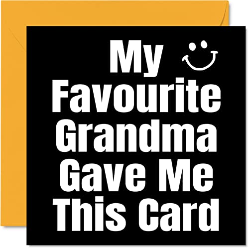 Śmieszne kartki urodzinowe dla wnuka wnuczki - moja ulubiona babcia - żart kartka urodzinowa dla wnuczki wnuka od babci, banter prezenty urodzinowe, 145 mm x 145 mm humorystyczne kartki z życzeniami
