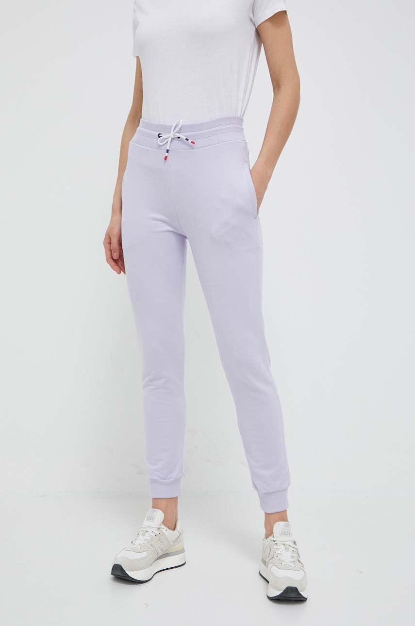 Rossignol spodnie dresowe bawełniane kolor fioletowy gładkie