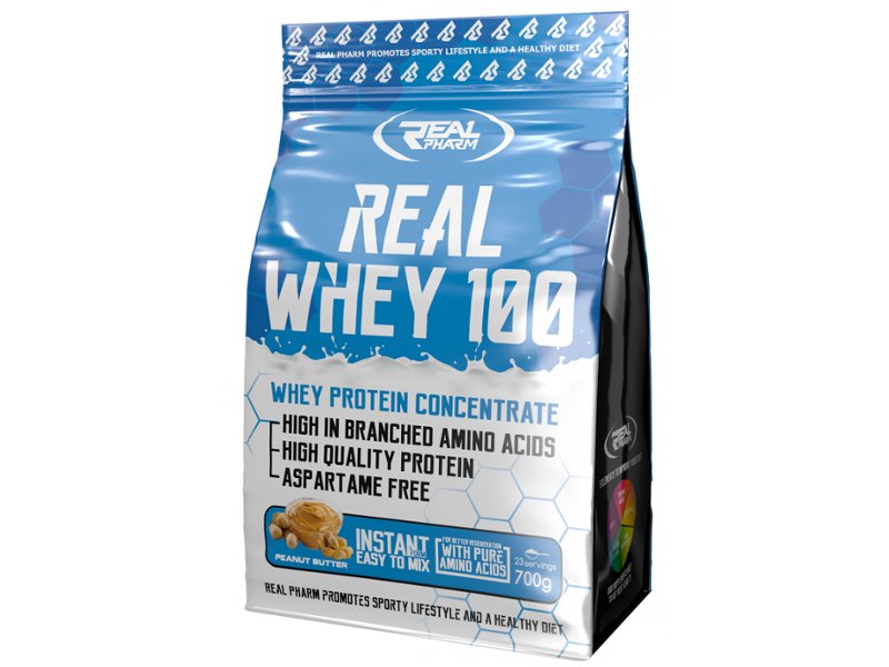 Real Pharm Odżywka białkowa Whey 100 700g Smaki Waniliowe serowe ciasteczko (5902444706423)