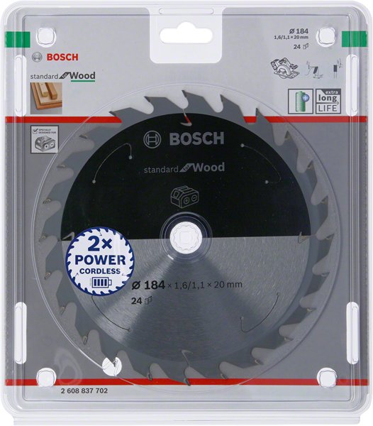 Piła standard BOSCH Wood Accu, 184x20 mm, 24 zęby
