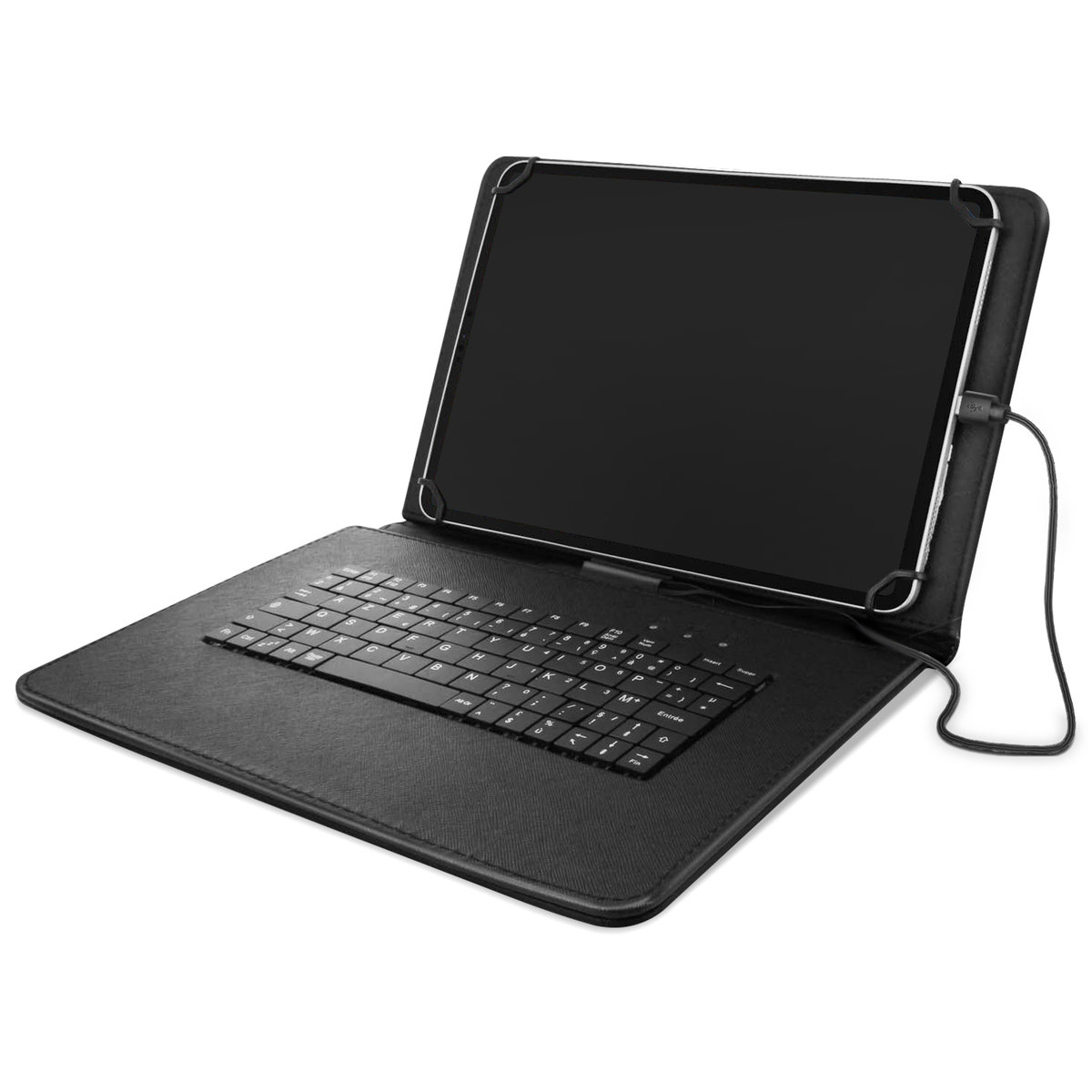 Pokrowiec na tablet 10 cali z podstawką pod klawiaturę USB-C QWERTY, czarny