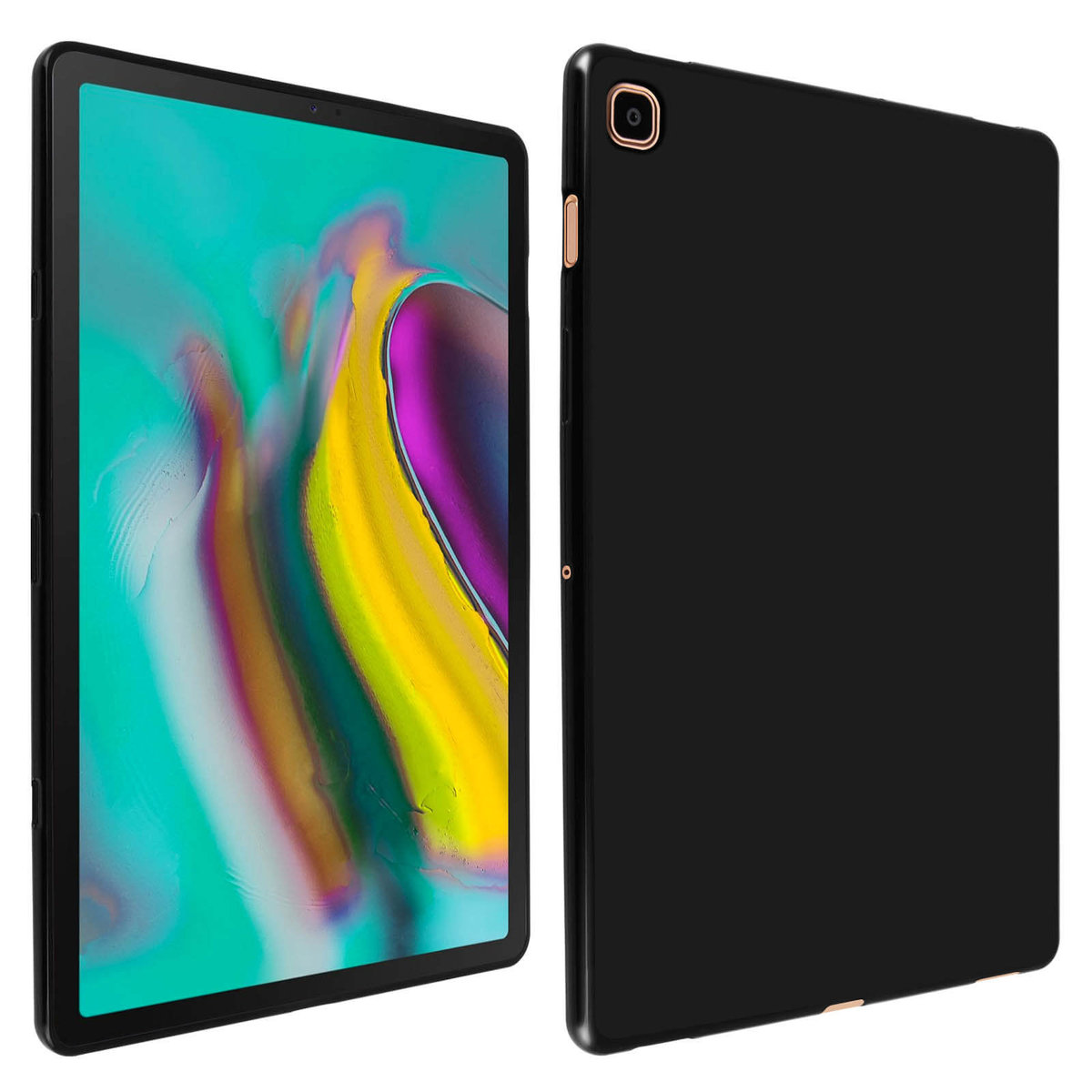Silikonowe etui, błyszczące i matowe etui na tył do Samsunga Galaxy Tab S5e – czarne