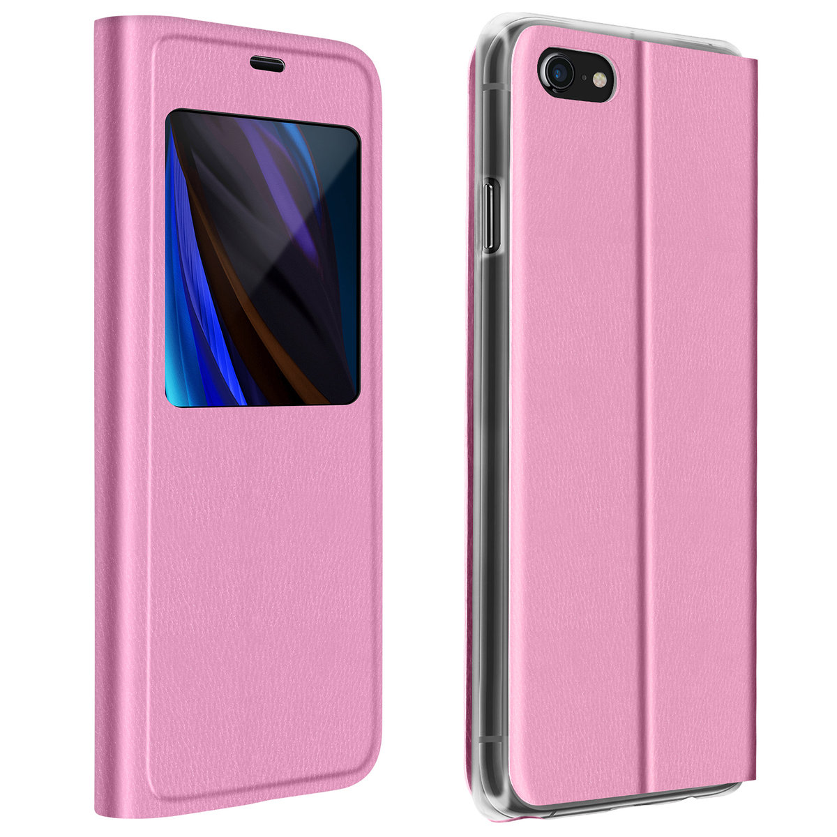 Nakładka pełna do Apple iPhone SE 2020/8/7 Klapka okienka wyświetlacza - Różowa