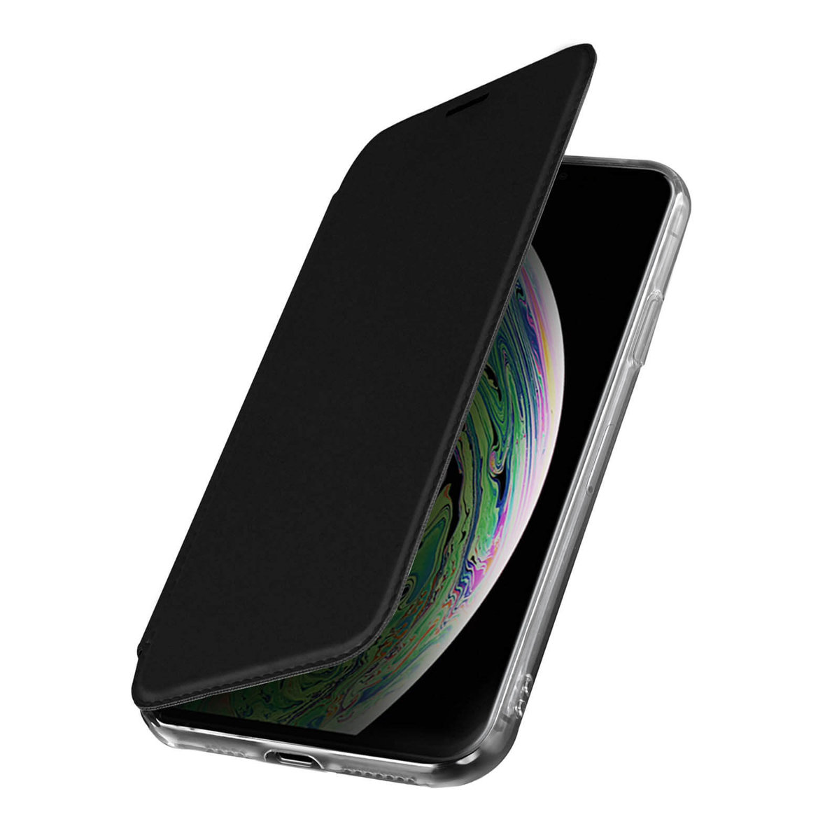 Etui Flip Folio z lusterkiem do Apple iPhone XS Max, cienkie i lekkie, czarne