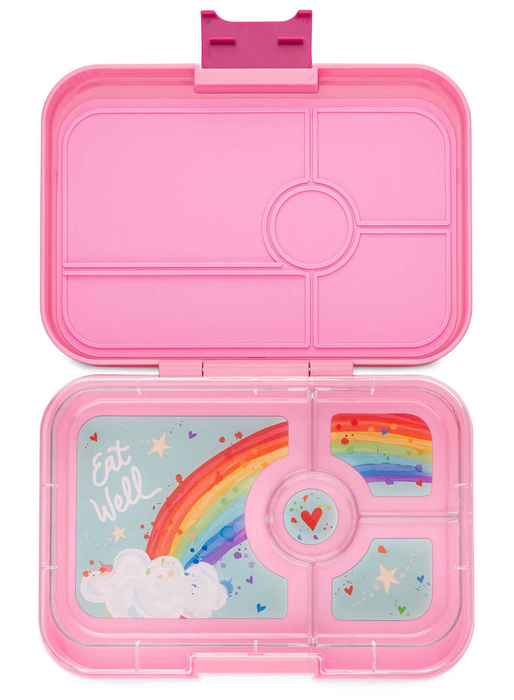 Duży lunchbox Yumbox Tapas 4 przegrody - dreamy pink / rainbow tray