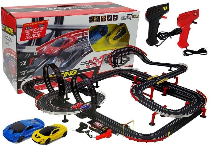 Import LEANToys Tor Wyścigowy z Samochodzikami 2 Autka 1420 cm Turbo 1:43 Kontrolery 5928
