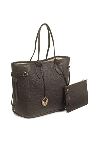 19V69 WŁOCHY Women Shopper Bag LANA DARK BROWN SILVER, Dark Brown