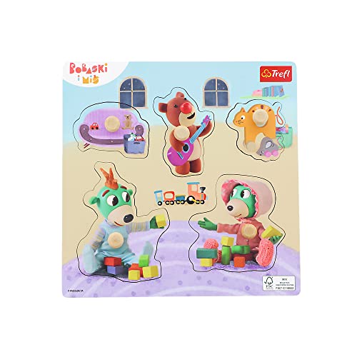 puzzle mini drewniane bobaski i miś 61621