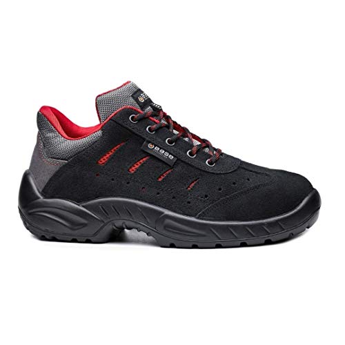 BASE Protection Toledo S1P SRC Buty ochronne, Rozmiar: 48, Kolor: Czarny/Czerwony, B0168BKD48