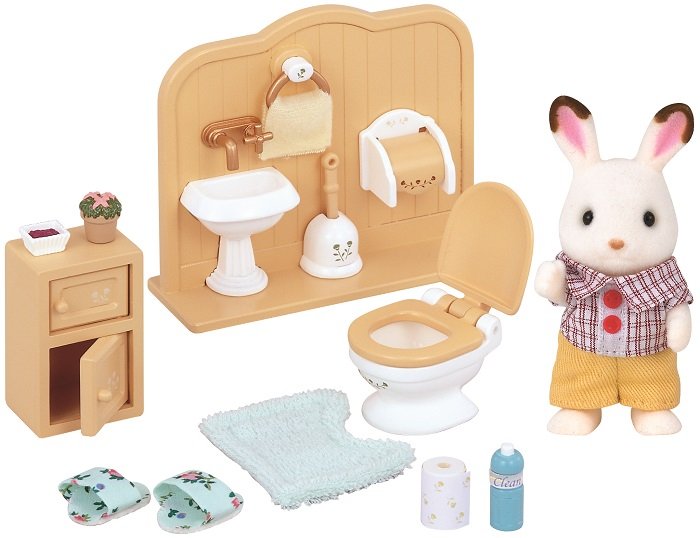 Sylvanian Families Zestaw z bratem królików z czekoladowymi uszkami łazienka 5015