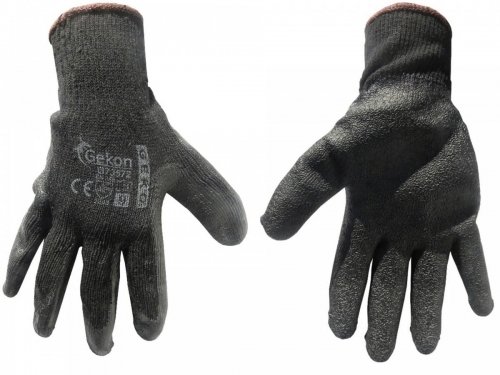 Rękawice ochronne GEKON r.9/latex,czarne grube/(12/240)