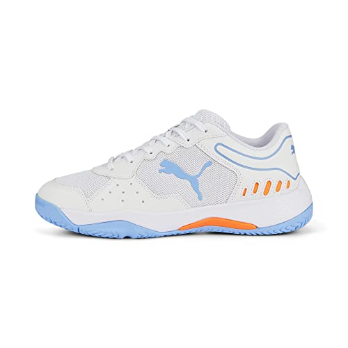 PUMA SOLARSMASH RCT JR buty piłkarskie, białe, czarne, drużynowe jasnoniebieskie, 1 UK
