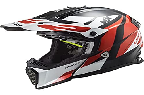 LS2, Kask cross motocykl Fast evo mini strike black white red, YL