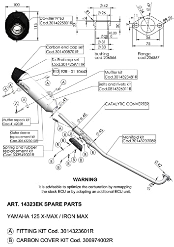 Uchwyt do rury wydechowej zestaw części zamiennych LeoVince zestaw mocujący układ wydechowy do Yamaha X-Max 125 rok produkcji 2019