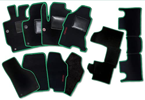 Zestaw Maty wykonane dla CITROEN C4 roku od 2004 do 2010 w samochodowych dywanach Made in Italy Kolor CZARNY Zielony krawędź