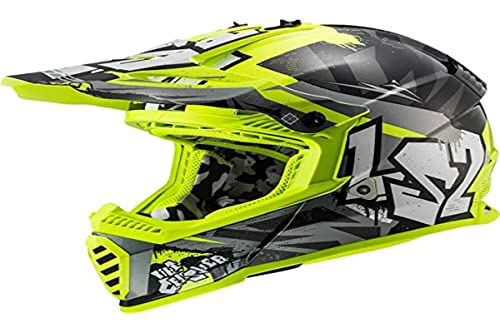 LS2, Kask motocyklowy Cross Fast Evo Crusher Black H-V Żółty, S