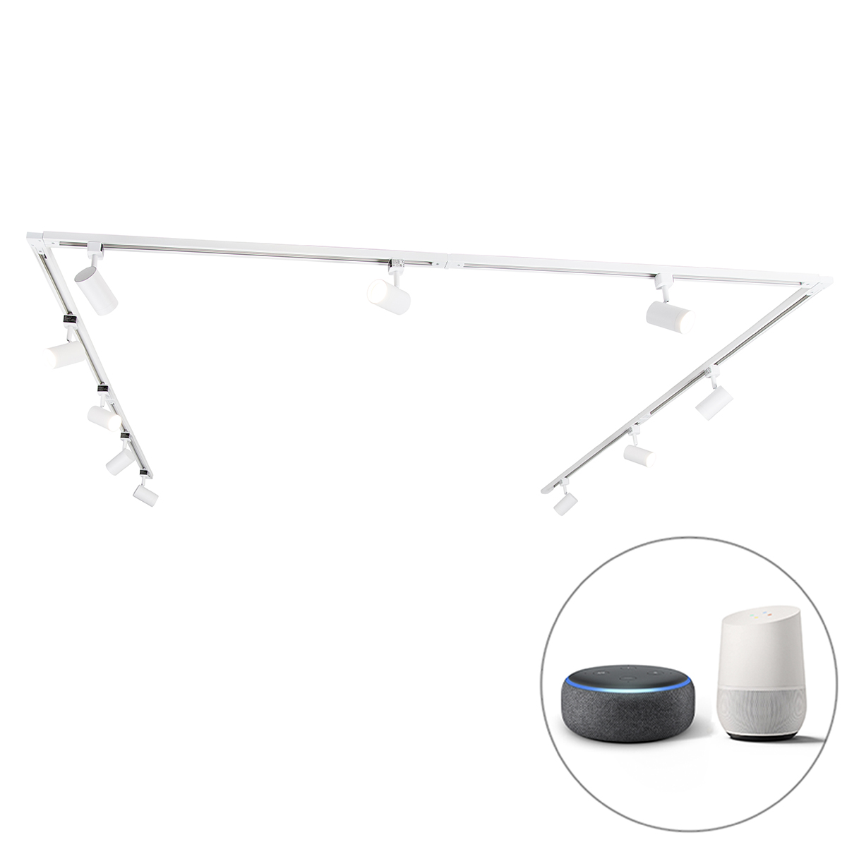 QAZQA Inteligentny system szynowy 10 punktów 1-fazowy biały z Wifi GU10 - Jeana