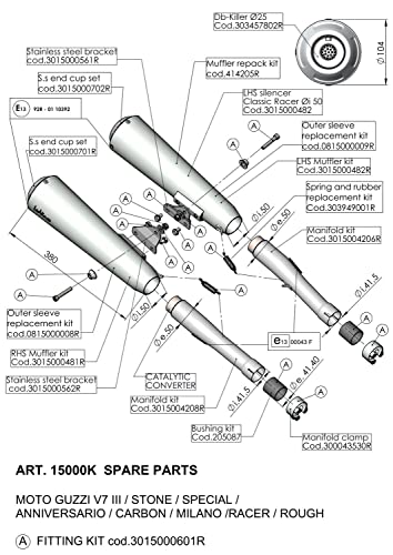 Zestaw gniazd części zamiennych LeoVince Układ wydechowy S050/07, LGR/F, 41,4 x 38 x 40 mm