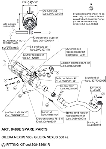 Zestaw gniazd części zamiennych LeoVince do układu wydechowego S040/09, stal nierdzewna, 54 x 50 x 35 mm