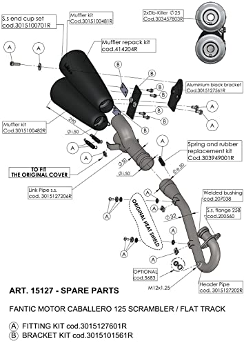 DB Killer zestaw części zamiennych LeoVince tłumik do rury wydechowej, czarny, Ø 25 mm