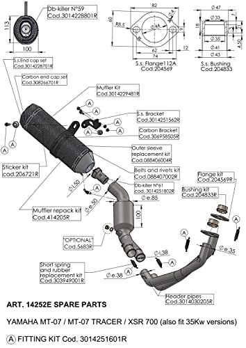 DB Killer zestaw części zamiennych LeoVince tłumik wydechowy S61