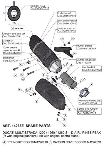 Osłona termiczna części zamienne zestaw LeoVince układ wydechowy Carbon do Ducati Multi 1200