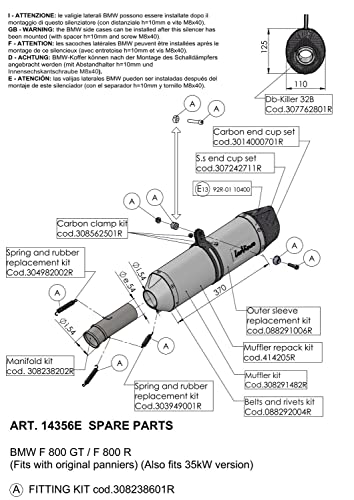 Tłumik końcowy część zamienna zestaw LeoVince układ wydechowy S0233 / S0235 / S10400, Ø 54 mm, lewy