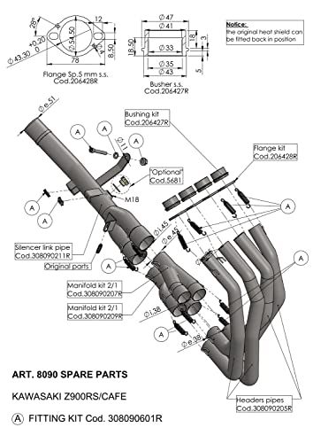 Zestaw części zamiennych do rury wydechowej LeoVince SMF154, stal nierdzewna, 5 mm