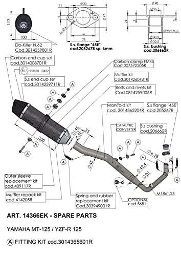 Zestaw gniazd części zamiennych LeoVince układ wydechowy, stal nierdzewna, Ø 40 mm