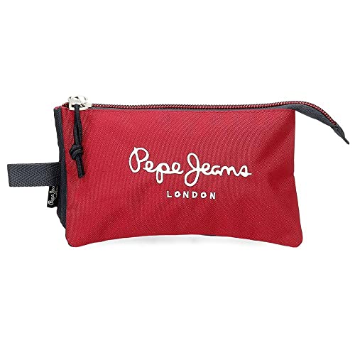 Pepe Jeans Clark Etui Trzyosobowe Czerwony 22x12x5 cms Poliester, Czerwony, Estuche Triple, Potrójne etui