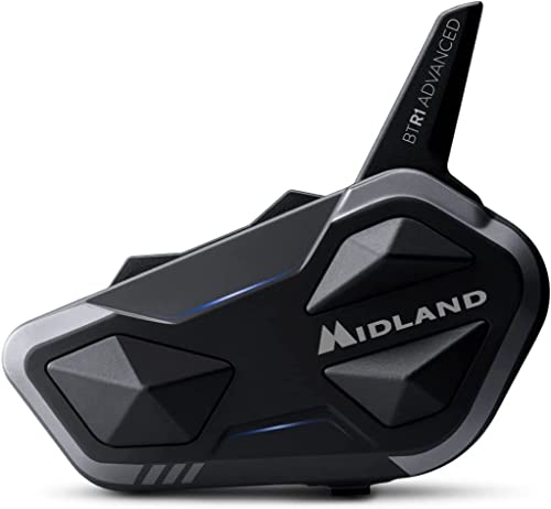 Midland BTR1 Advanced Pojedynczy C1529, Domofon Motocykl Bluetooth Pojedynczy, Wodoodporne Słuchawki Kask IPX6, Redukcja szumów, Do 4 osób, Bateria 23h, Zintegrowany zasięg 1.2Km, Radio FM