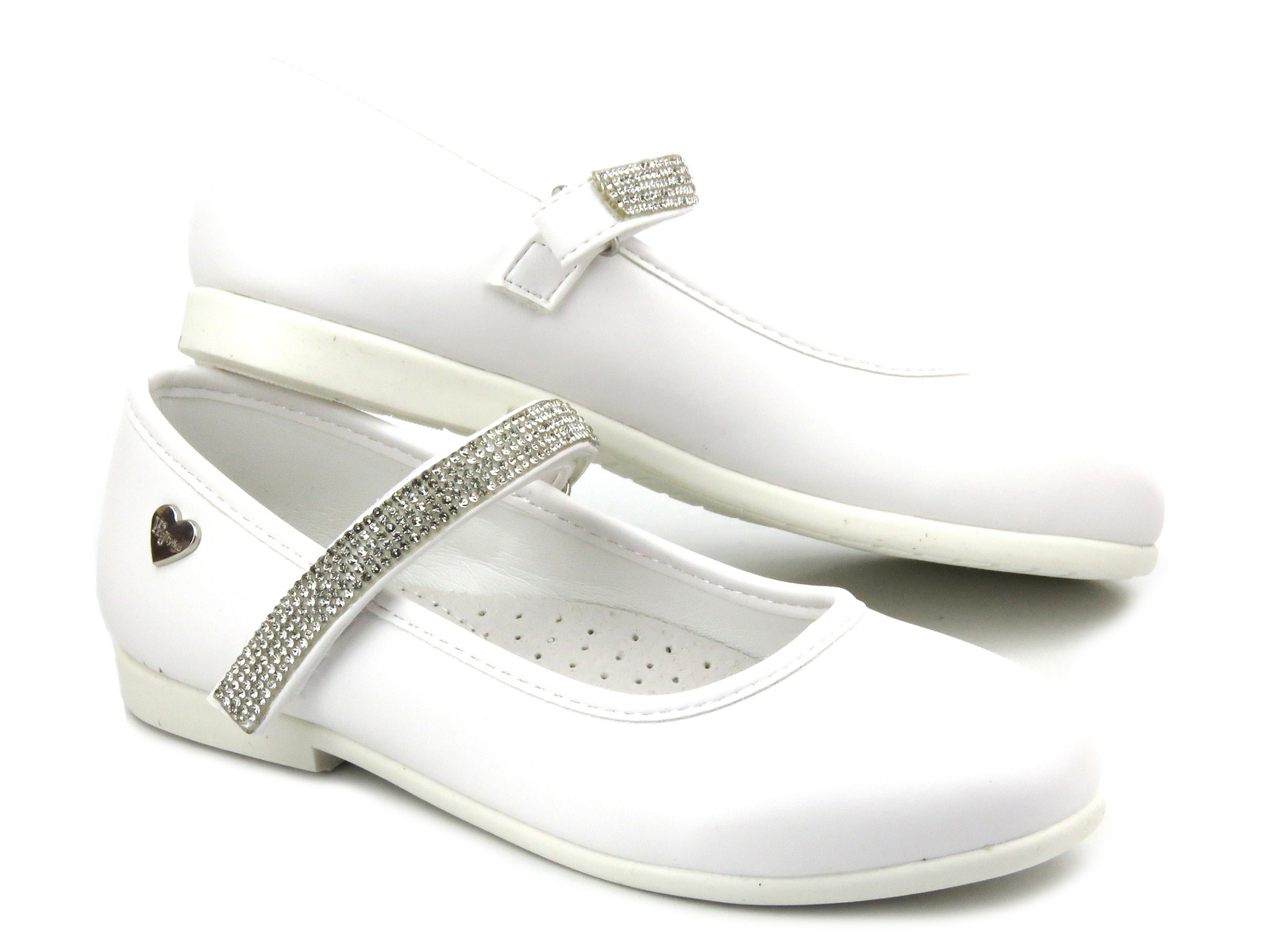 Eleganckie buty, czółenka komunijne na obcasie - Wojtyłko 23714, białe