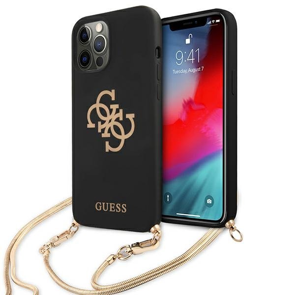 Guess 4G Big Logo Chain - Etui iPhone 12 / iPhone 12 Pro czarny GUHCP12MLSC4GBK