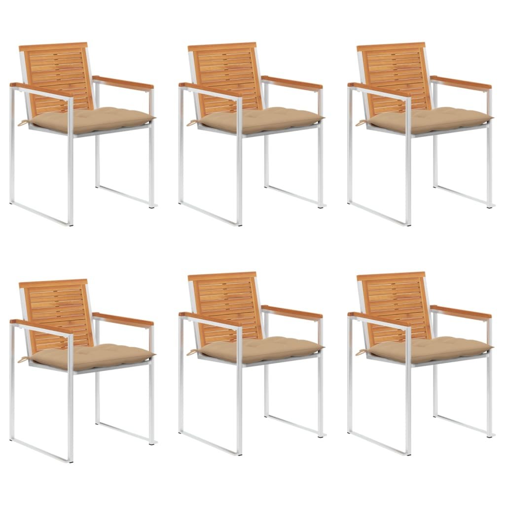 vidaXL Krzesła ogrodowe z poduszkami, 6 szt., lite drewno akacjowe