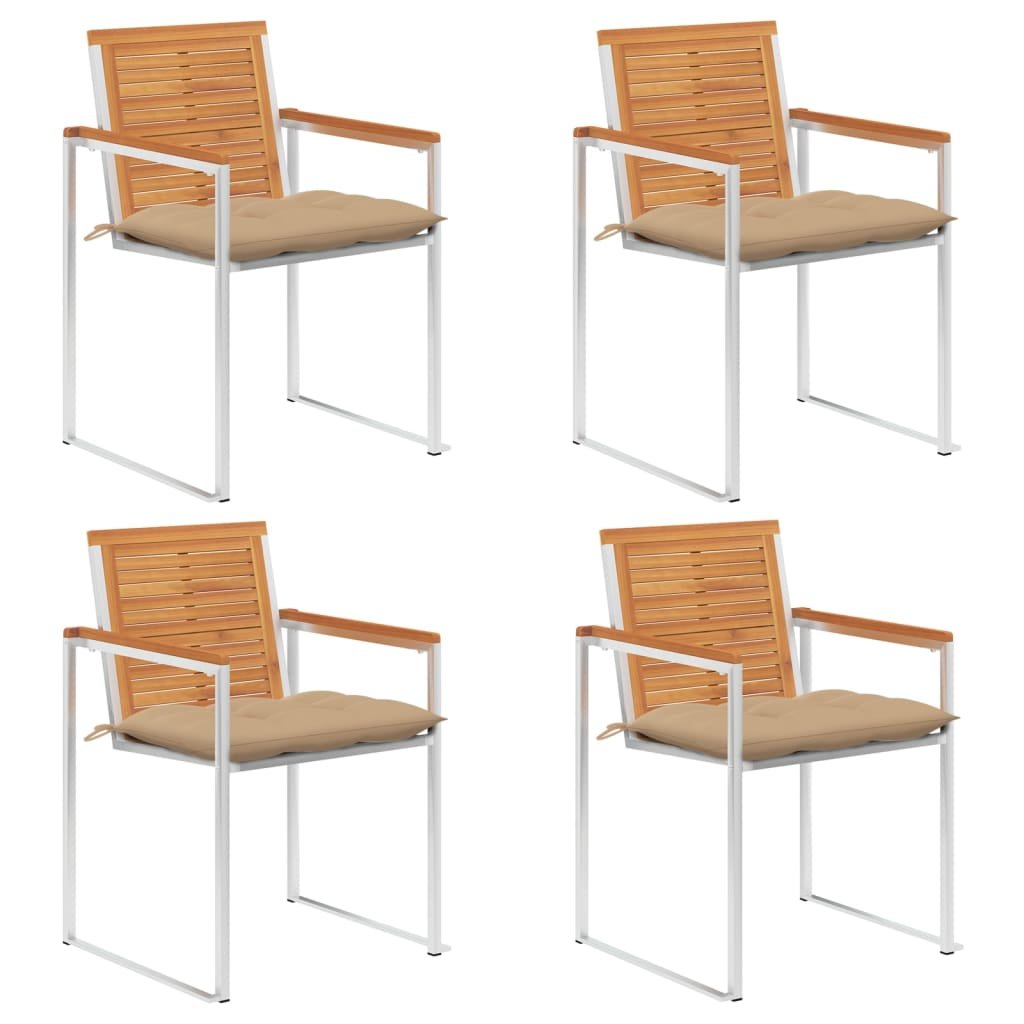 vidaXL Krzesła ogrodowe z poduszkami, 4 szt., lite drewno akacjowe