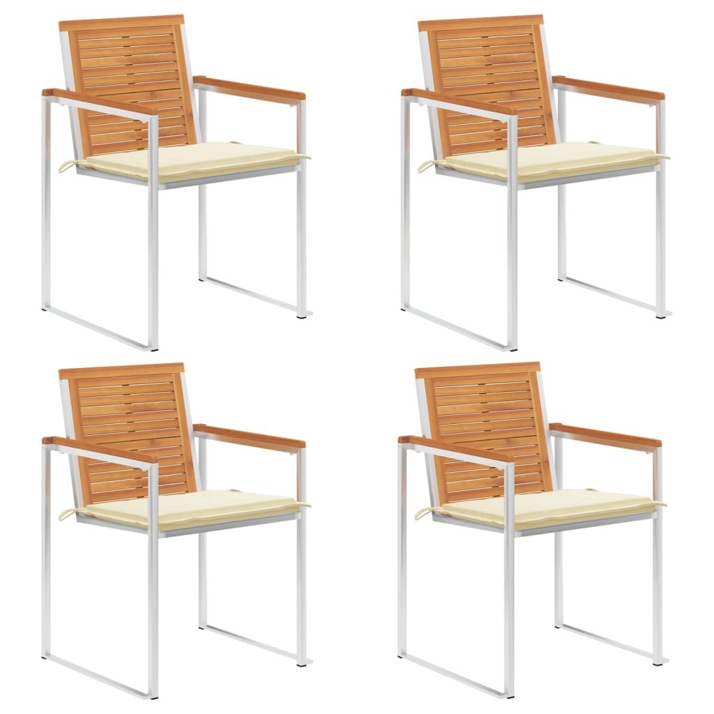 Vidaxl Krzesła Ogrodowe Z Poduszkami, 4 Szt., Lite Drewno Akacjowe