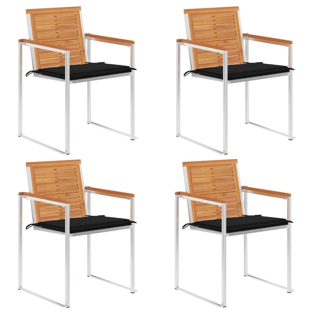 vidaXL Krzesła ogrodowe z poduszkami, 4 szt., lite drewno akacjowe