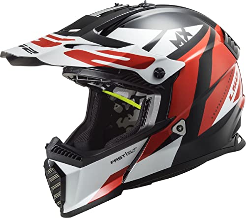 LS2, Kaski motocyklowe Fast evo Strike czarno-białe czerwone, S