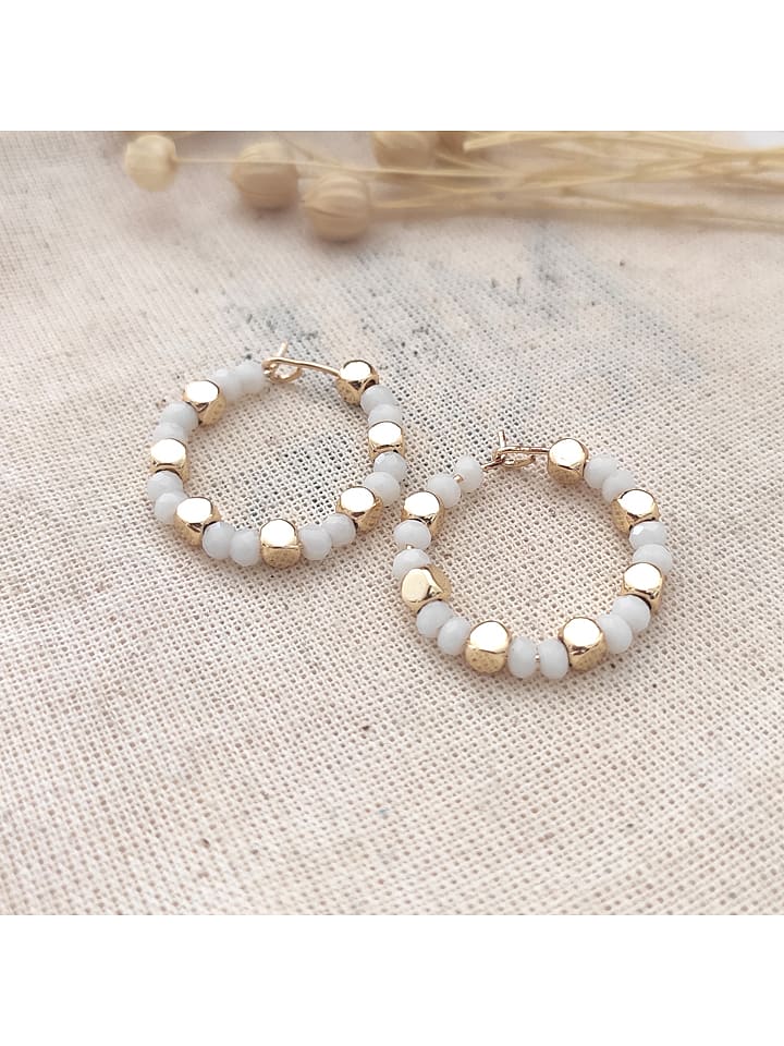 Atelier MIU Pozłacane kolczyki-kreole z cyrkoniami