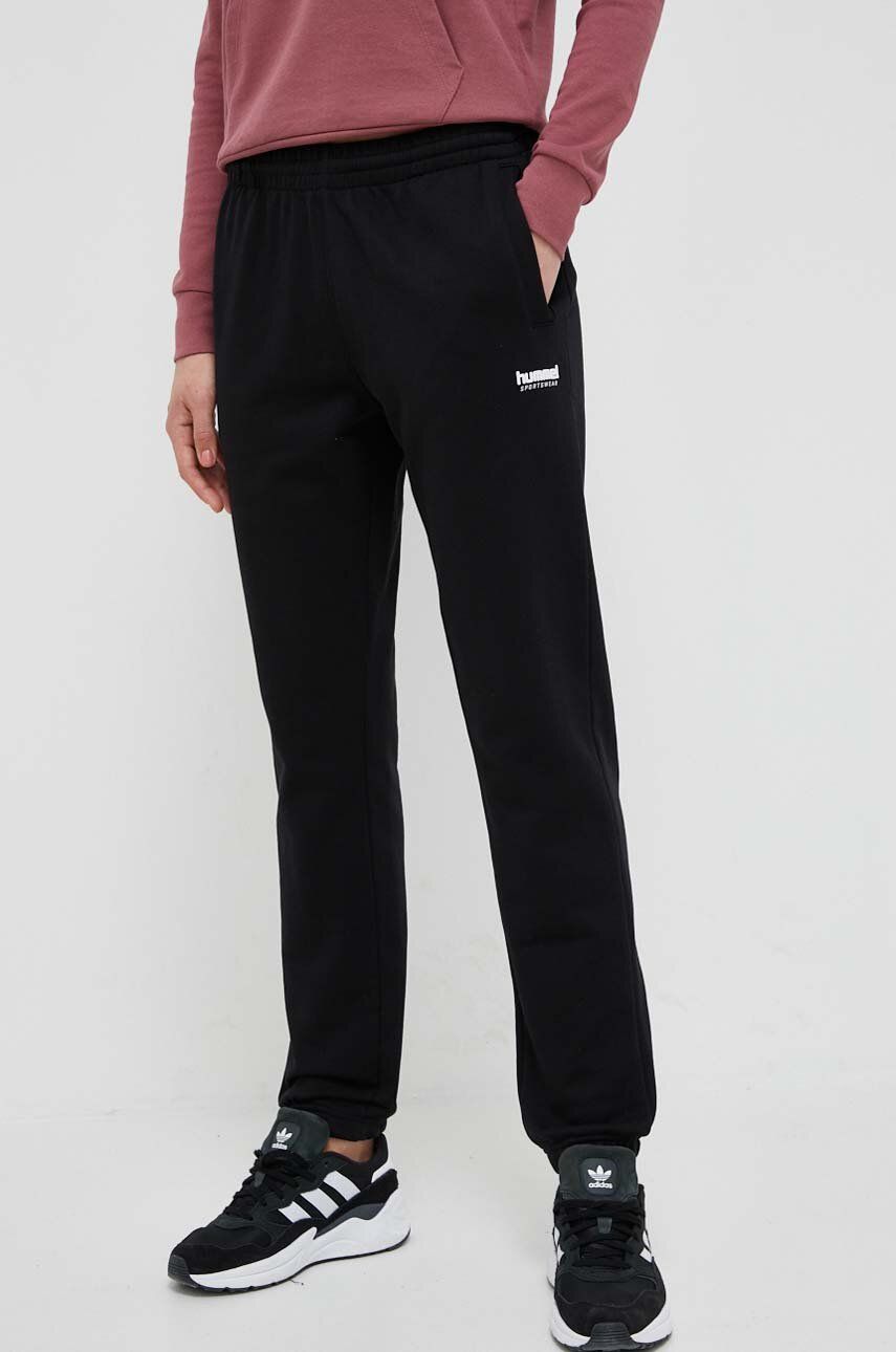 Hummel spodnie dresowe kolor czarny melanżowe