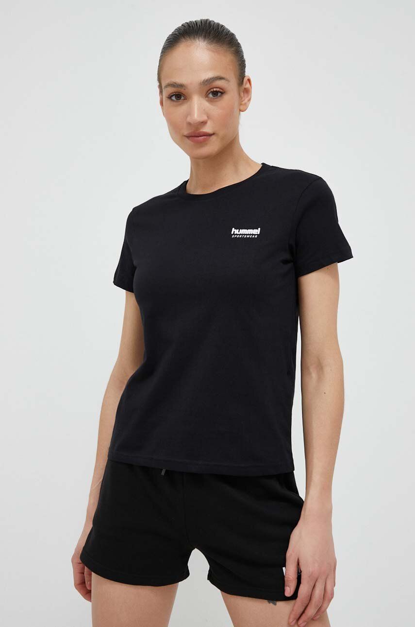Hummel t-shirt bawełniany kolor czarny