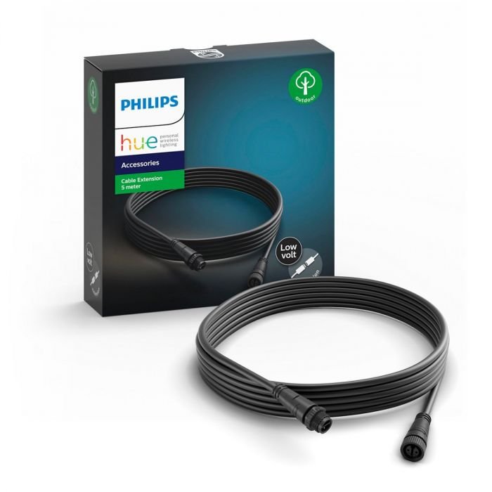 Philips kabel przedłużający do niskiego napięcia, 5 meter, plastik, 1 W, czarna, 500 x 1.3 x 1.3 cm 1742430PN