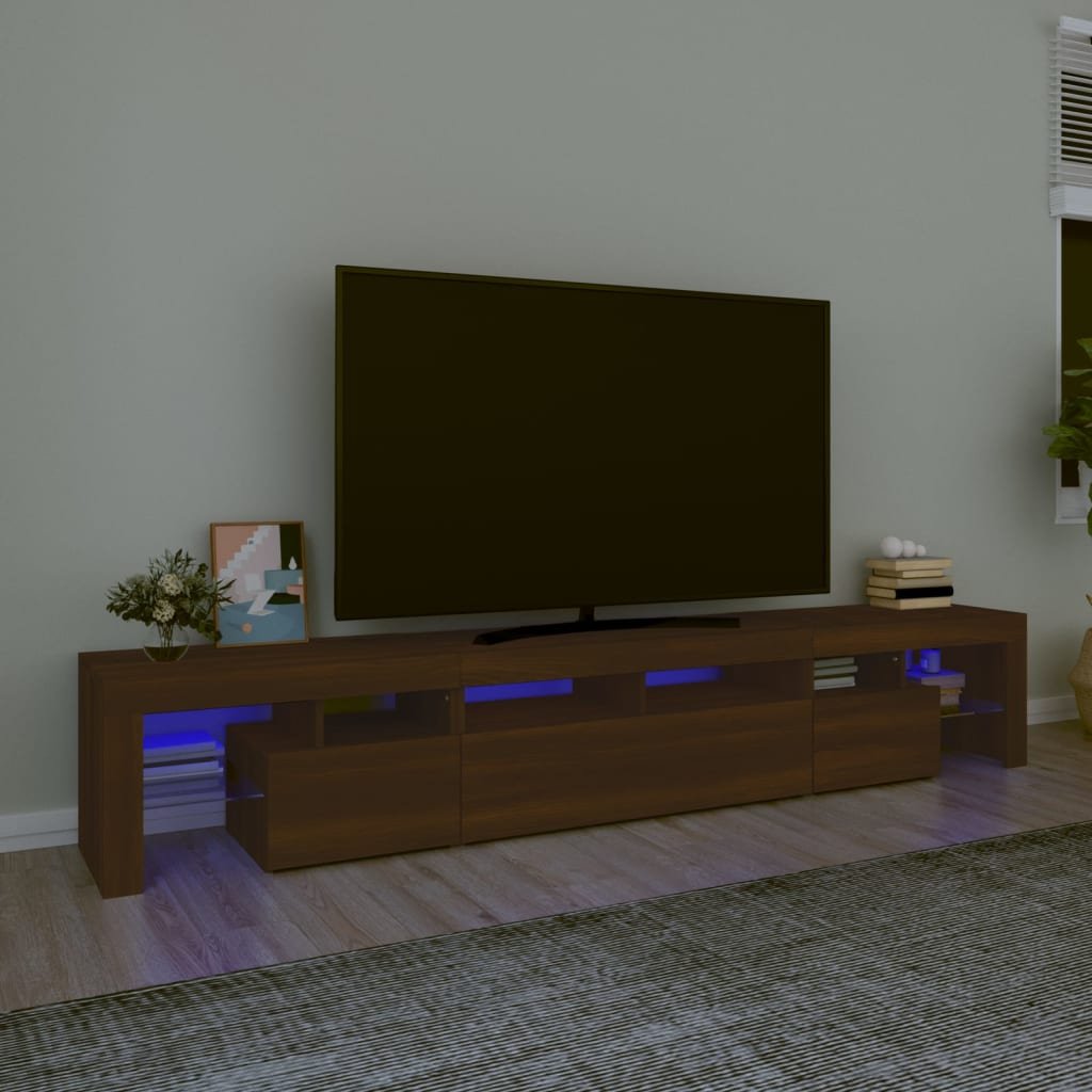 Lumarko Szafka pod TV z oświetleniem LED, brązowy dąb, 230x36,5x40 cm