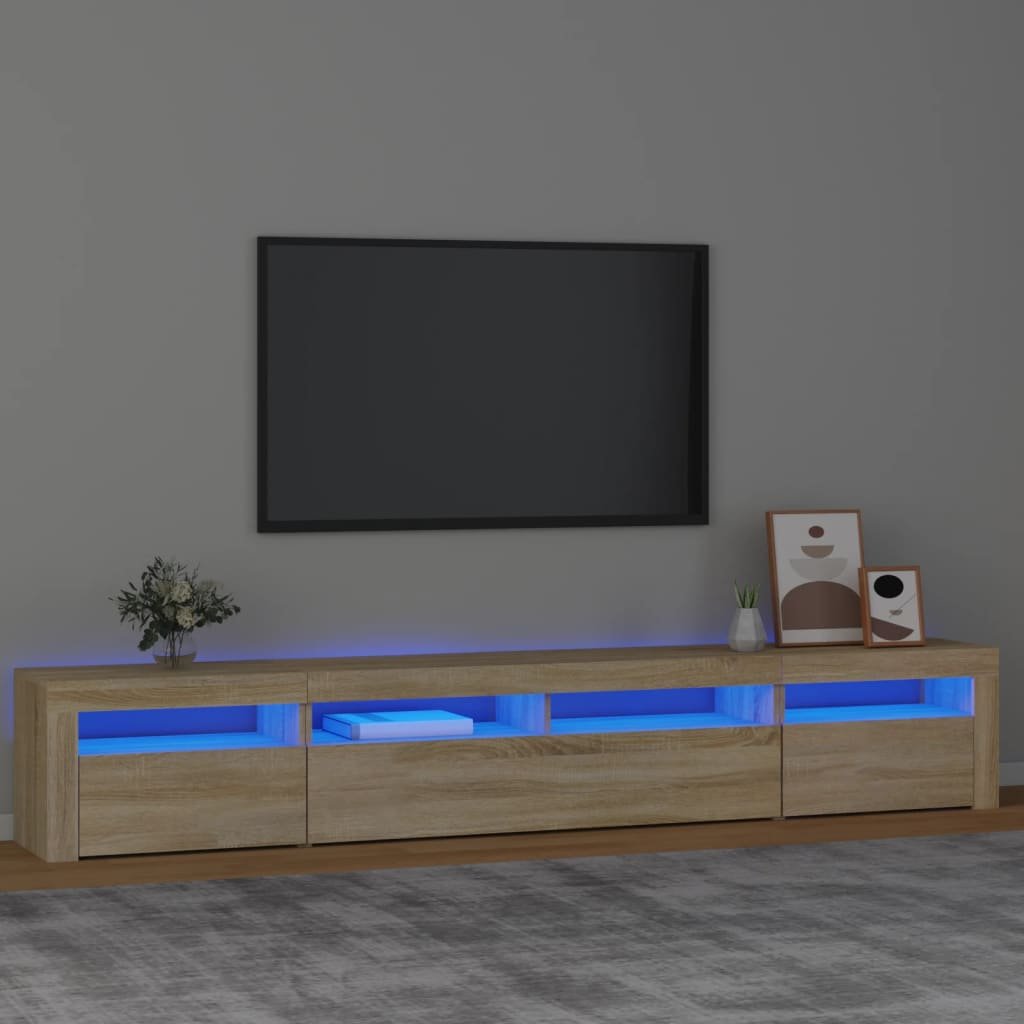 Lumarko Szafka TV z oświetleniem LED, dąb sonoma, 240x35x40 cm