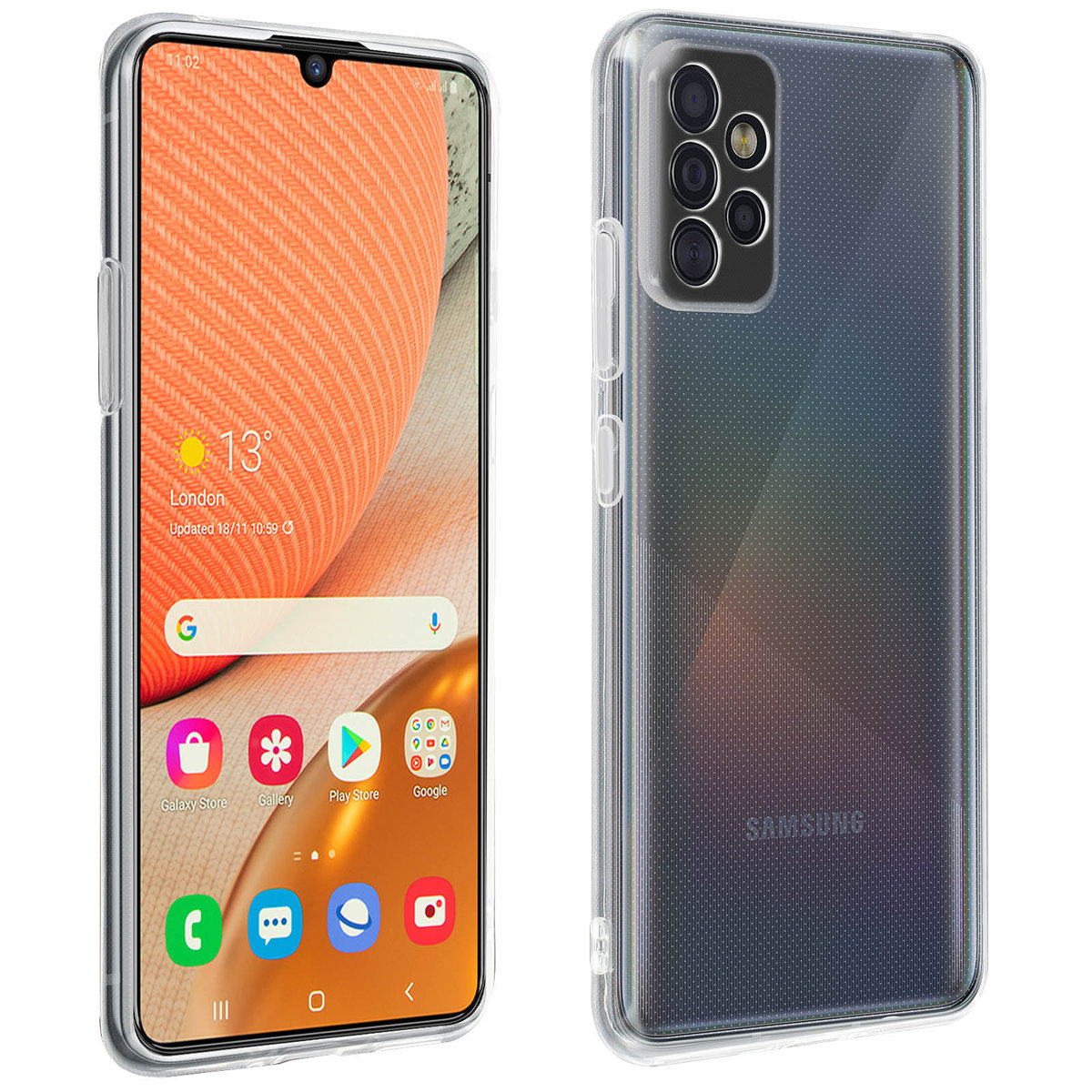 Etui Samsung Galaxy A72 Miękki silikon i szkło hartowane Folia 9H przezroczysta