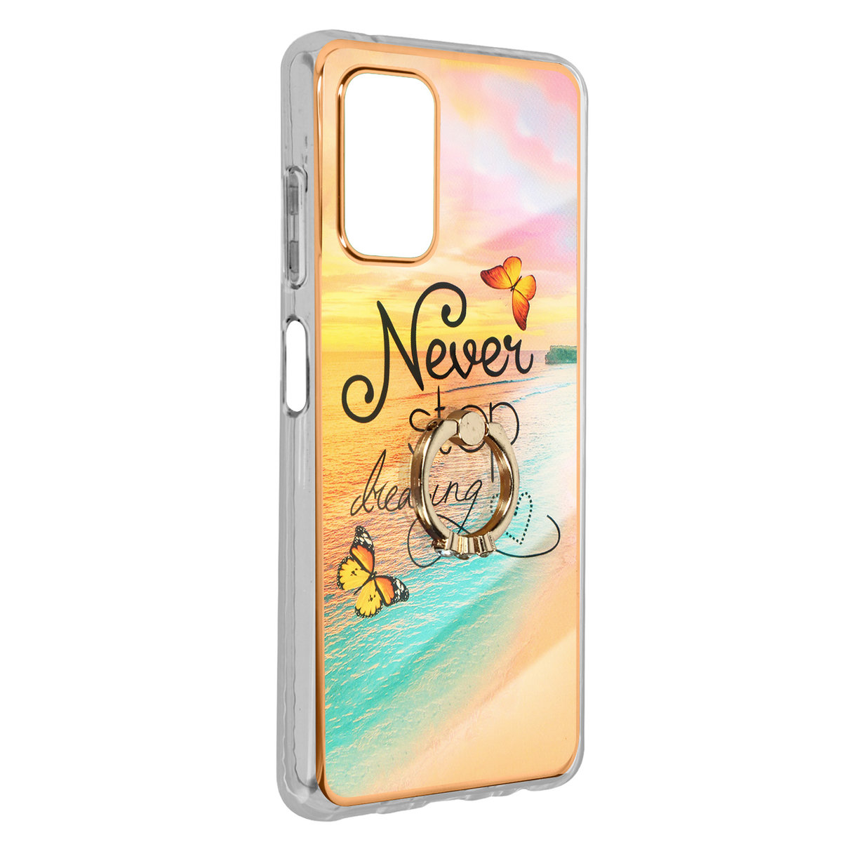 Etui z dwóch materiałów do Samsung Galaxy A32 5G z pierścieniem wspierającym Orange Beach Design