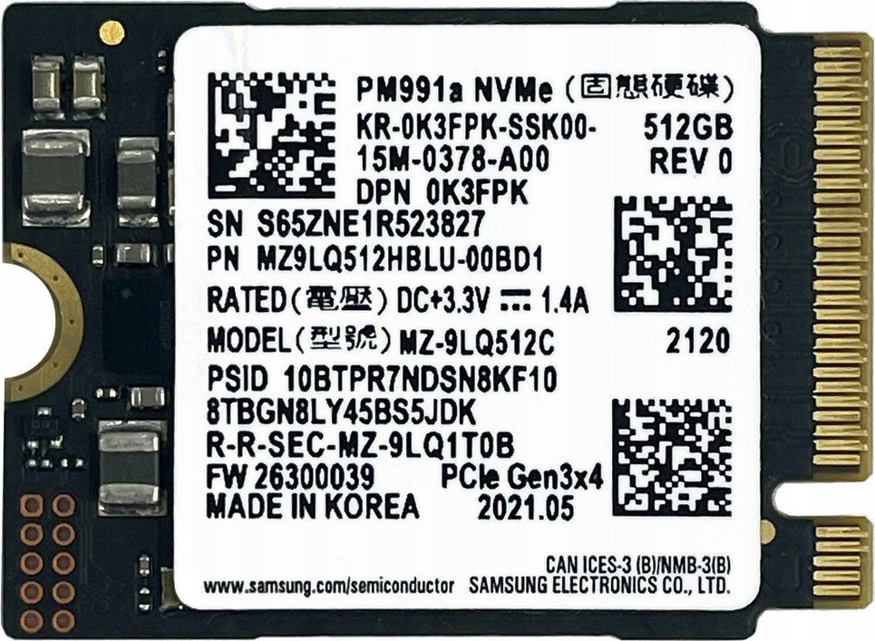 Dysk SSD Samsung Samsung PM991a 256 GB M.2 2230 - demontaż