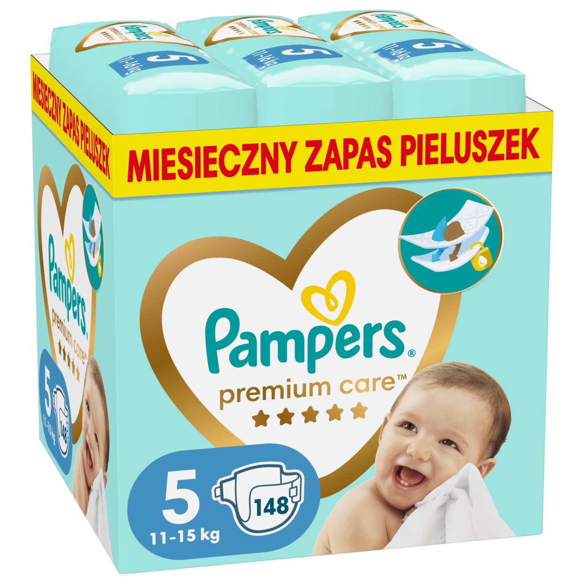 Pampers Premium Care, Pieluchy jednorazowe, Junior, rozmiar 5, 11-16 kg, 148 szt.